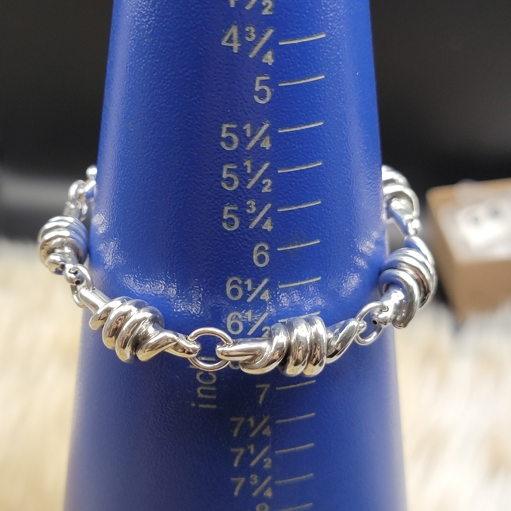 NWOT 925 Sterling Silver Twisted Link Polished Electroform Bracelet Size 6.75 - Picture 3 of 7